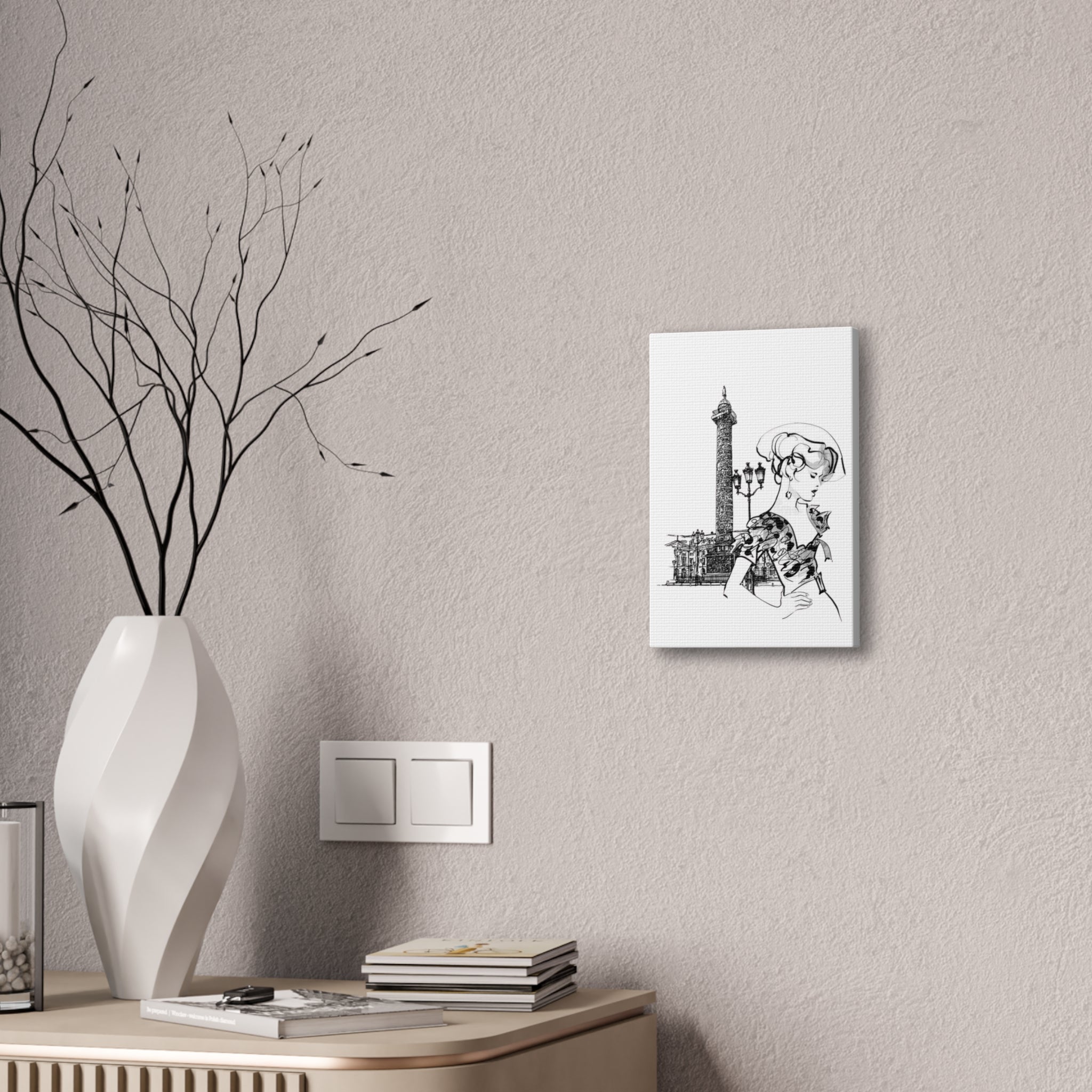 Parisian Fashion Sketch Canvas Stretched Art Print - Creations by Chris and Carlos