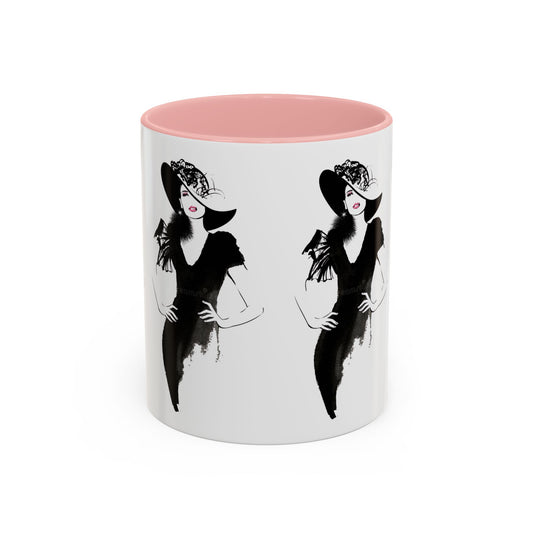 Elegant Lady Fashion Coffee Mug – Vintage Chic Black & White Accent - Creations by Chris and Carlos