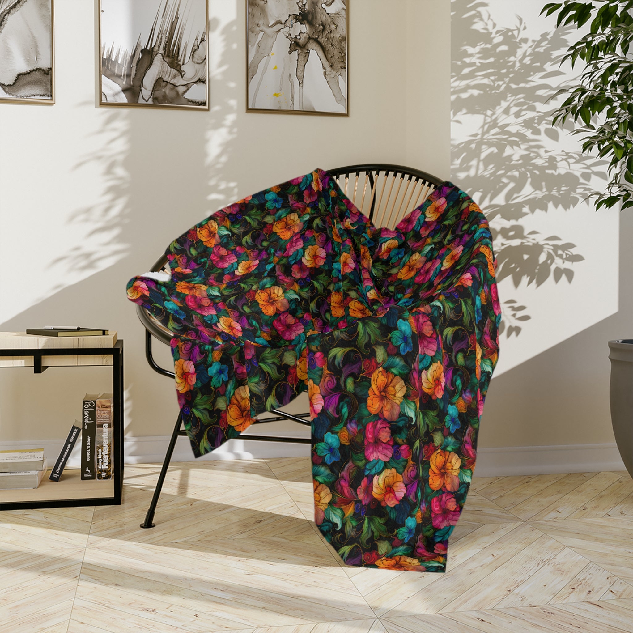 Sol y Alegría (Sun and Joy) Collection-Floral Velvet Microfiber Blanket Colorful Tropical Bloom Throw - Creations by Chris and Carlos