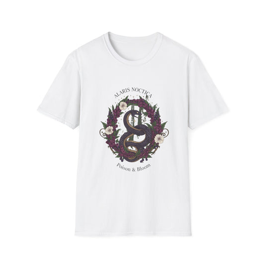 Snake & Wreath Graphic T-Shirt — 'Alarm's Nothing' Floral Gothic Tee - Creations by Chris and Carlos