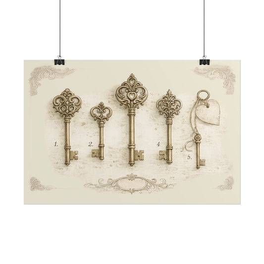 Antique Skeleton Keys Rolled Poster - Creations by Chris and Carlos