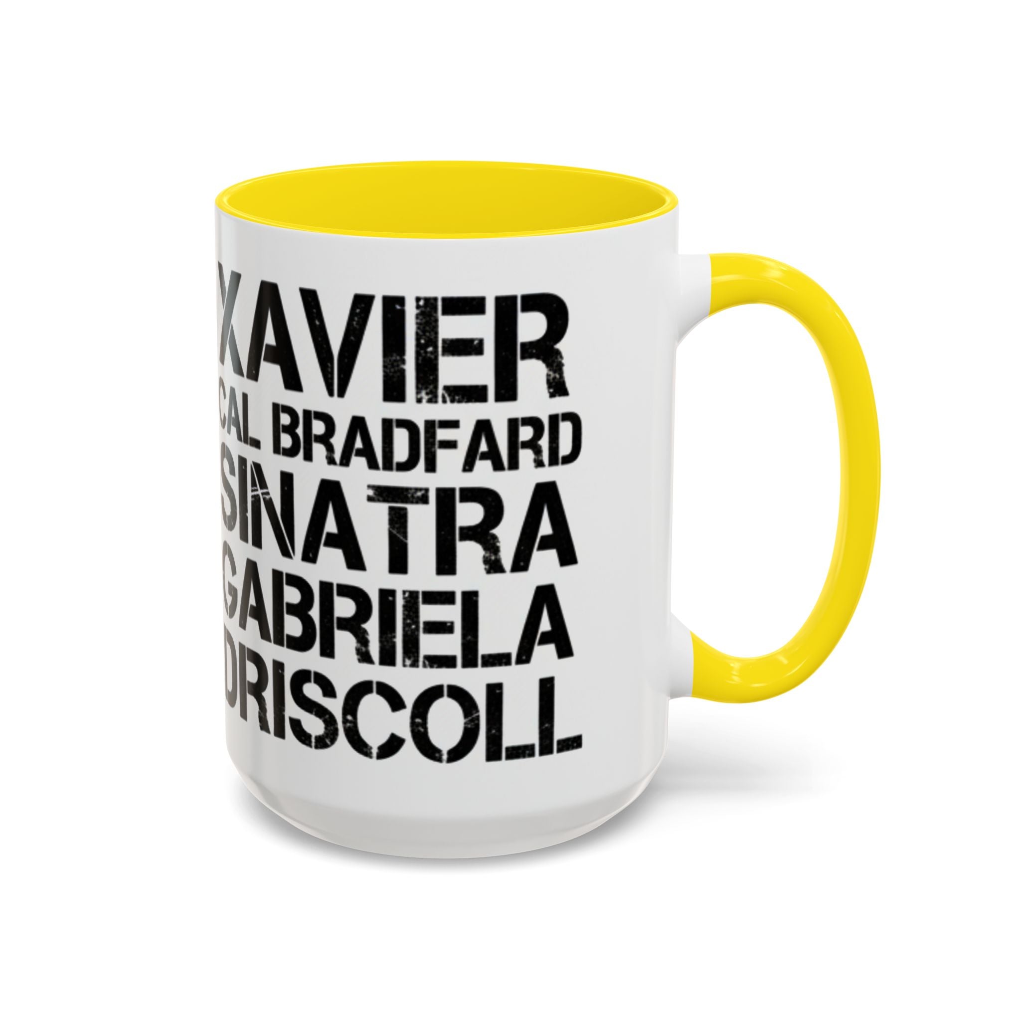 Paradise TV Show Typography Names Accent Coffee Mug — Bold Black Name List Design (11/15oz) - Creations by Chris and Carlos