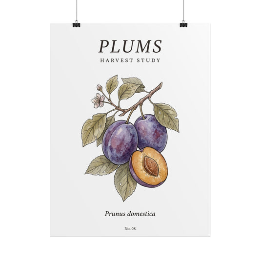 Plums Botanical Poster — Vintage Fruit Study Wall Art (Rolled Poster) - Creations by Chris and Carlos