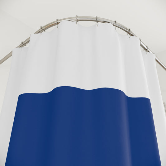Navy Minimalist Square Shower Curtain — Modern Geometric Bathroom Decor - Creations by Chris and Carlos