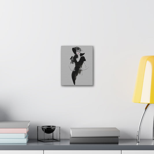 Fashion Illustration Canvas Wall Art — Elegant Lady in Black Hat - Creations by Chris and Carlos