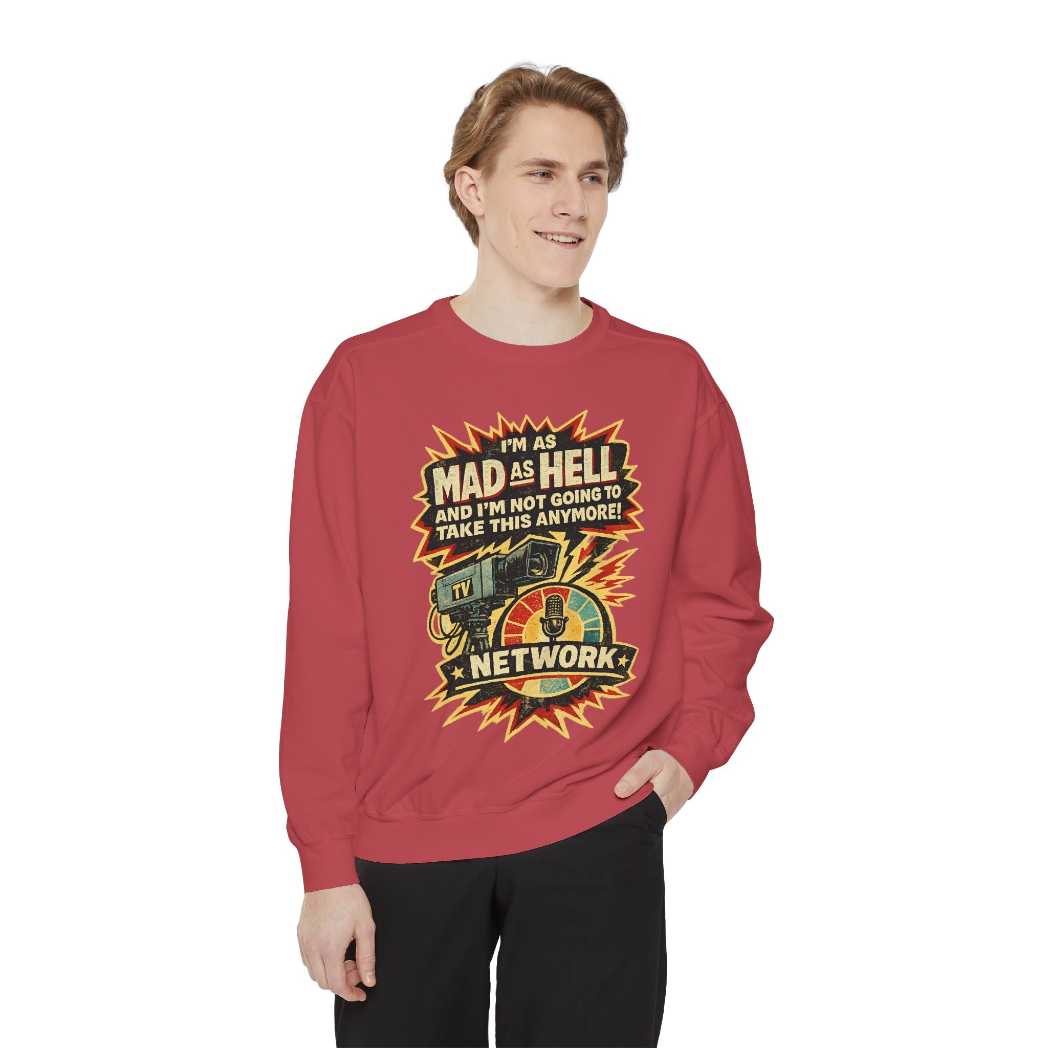 Mad As Hell TV Network Sweatshirt — Vintage Protest Graphic Crewneck - Creations by Chris and Carlos