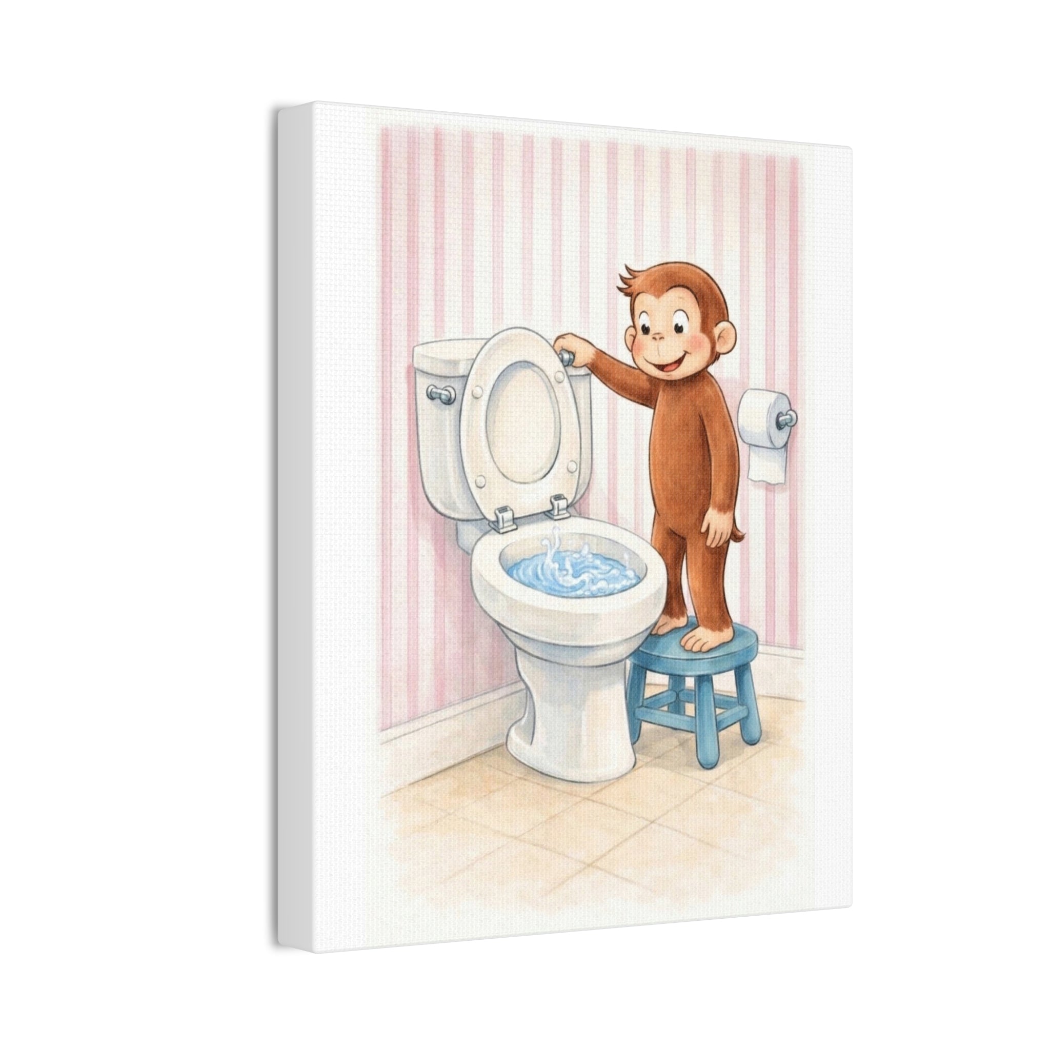 Curious Monkey Potty Training Canvas Art — Nursery Wall Decor - Creations by Chris and Carlos