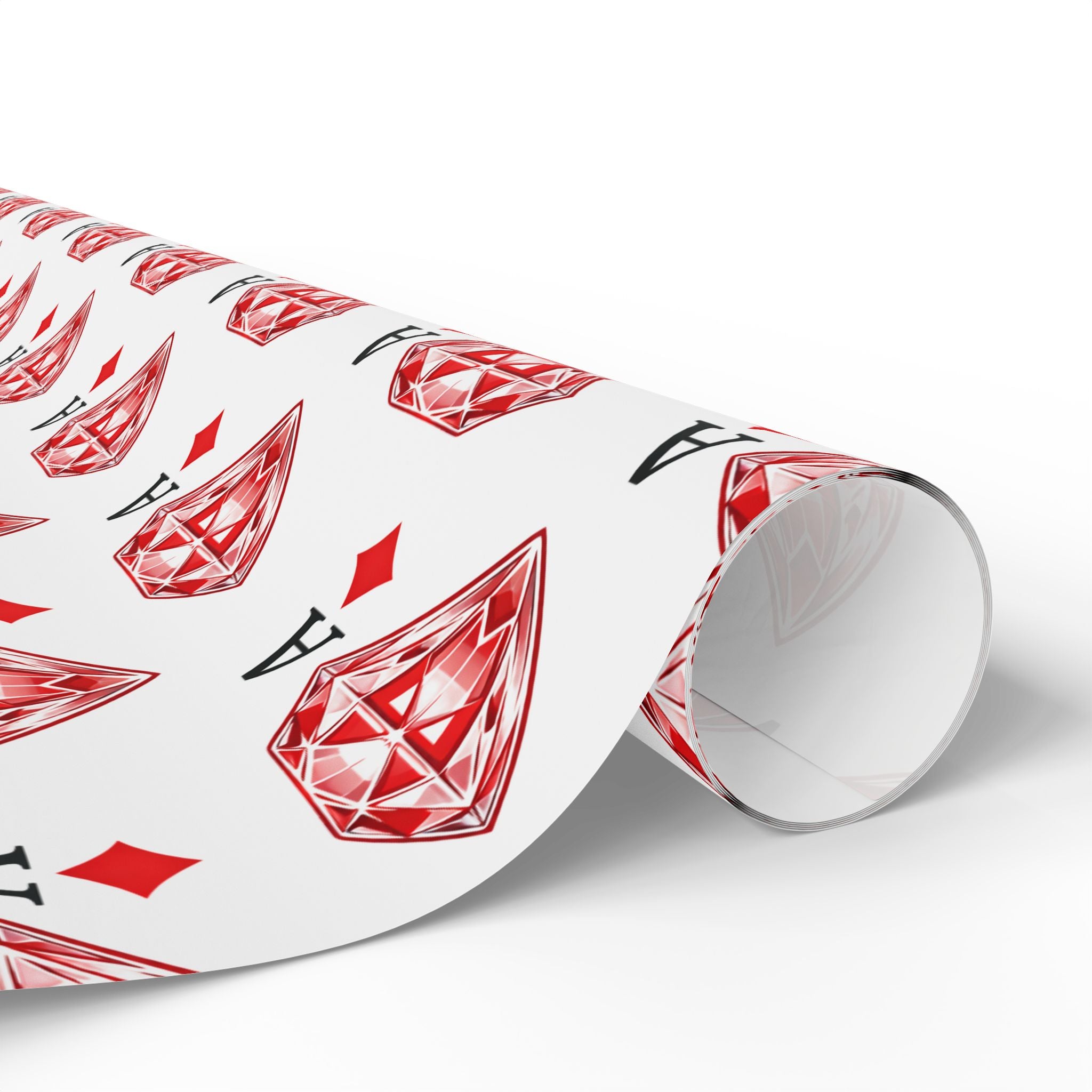 Wrapping Paper Roll — Red Ace of Diamonds Gem Pattern (Playing Card Gift Wrap) - Creations by Chris and Carlos