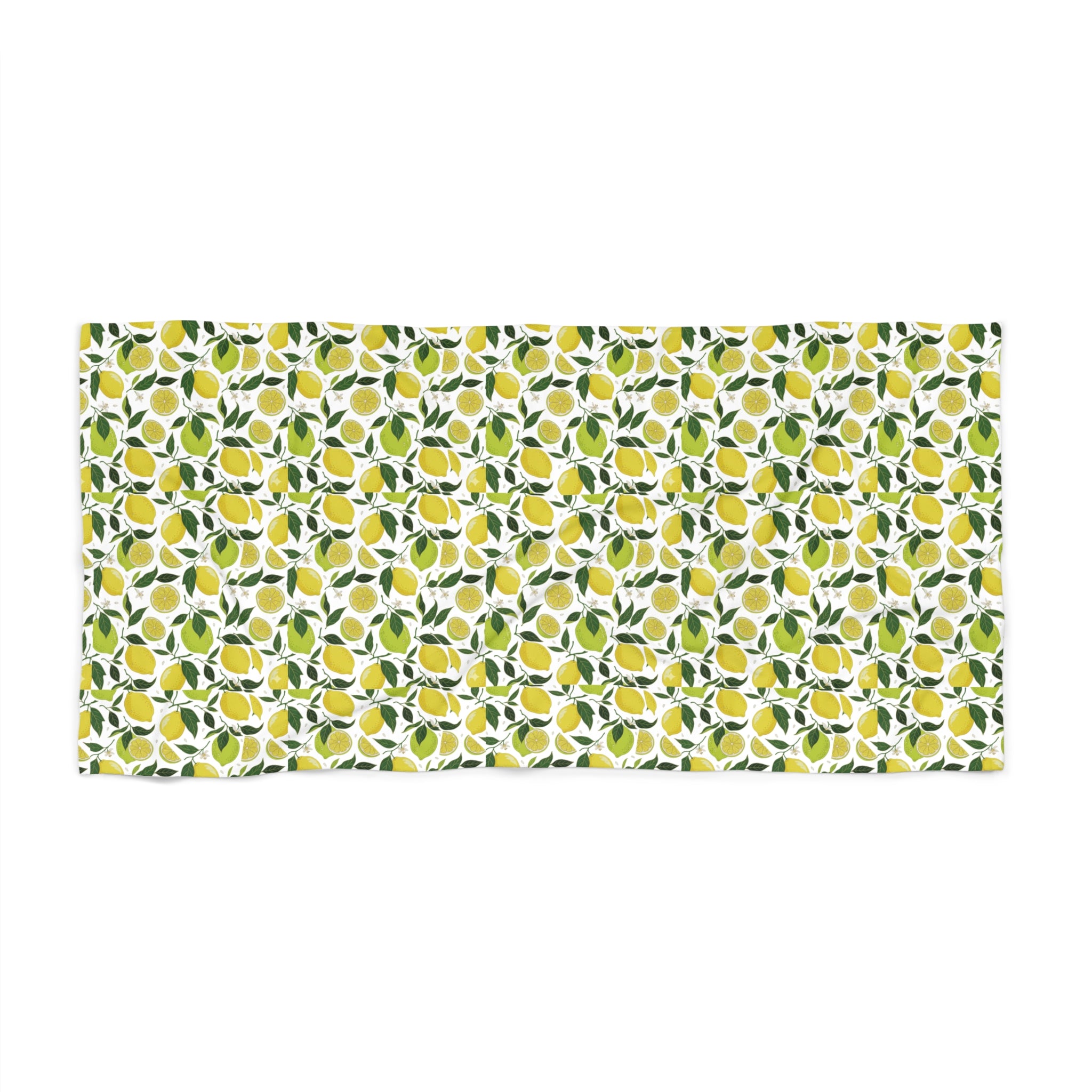 Lemon Grove Beach Towel — Bright Citrus Pattern Tropical Summer Towel - Creations by Chris and Carlos
