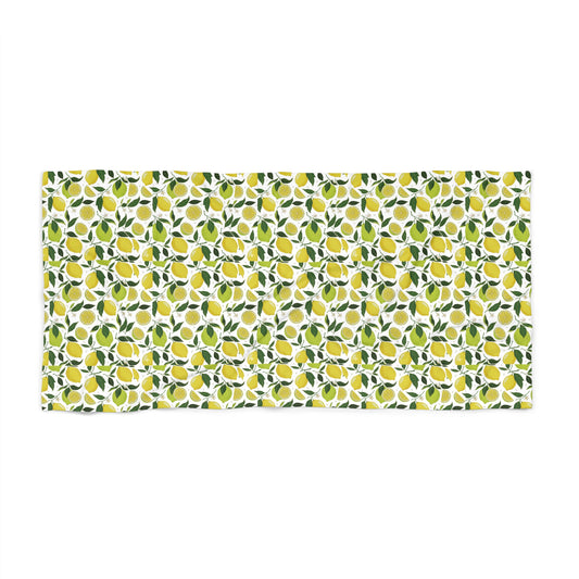 Lemon Grove Beach Towel — Bright Citrus Pattern Tropical Summer Towel - Creations by Chris and Carlos