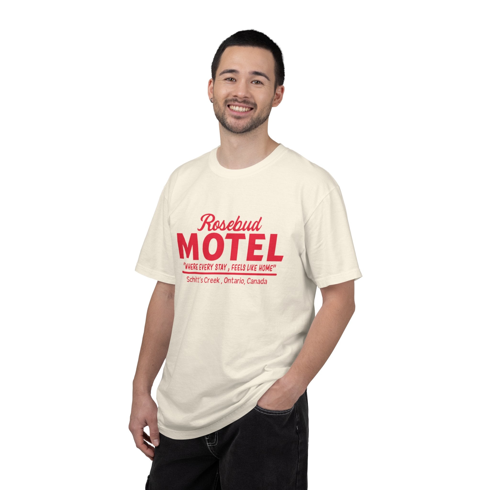 Rosebud Motel T-Shirt — Vintage 'Where Every Stay Feels Like Home' Graphic Tee - Creations by Chris and Carlos