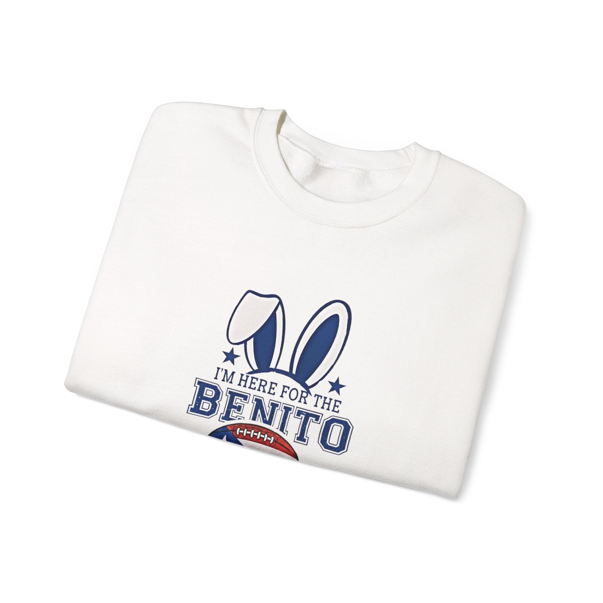 Benito Bowl Crewneck Sweatshirt – Patriotic Football Bunny Design - Creations by Chris and Carlos