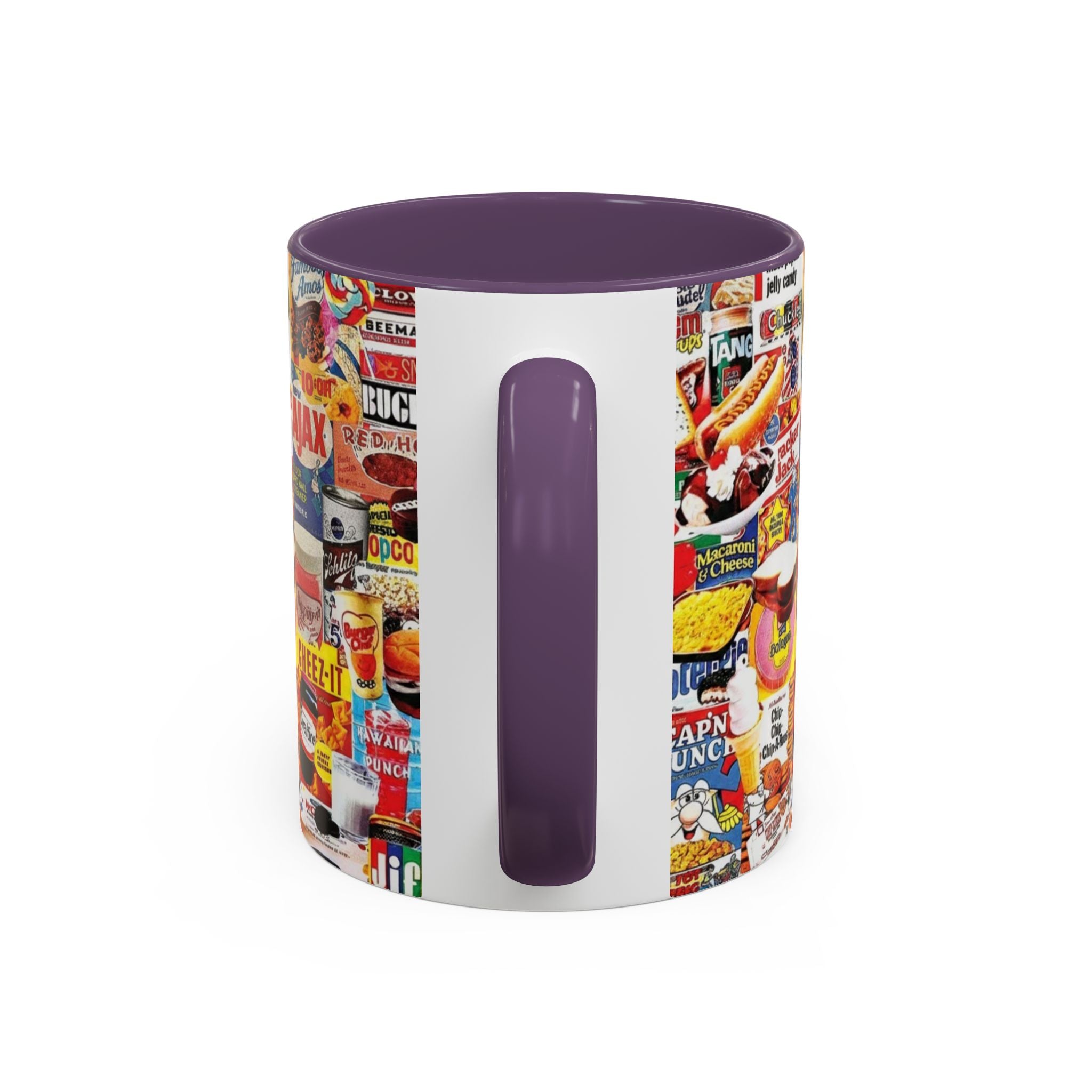 Retro Snack Collage Mug — Vintage Candy & Cereal Packaging Accent Coffee Mug - Creations by Chris and Carlos