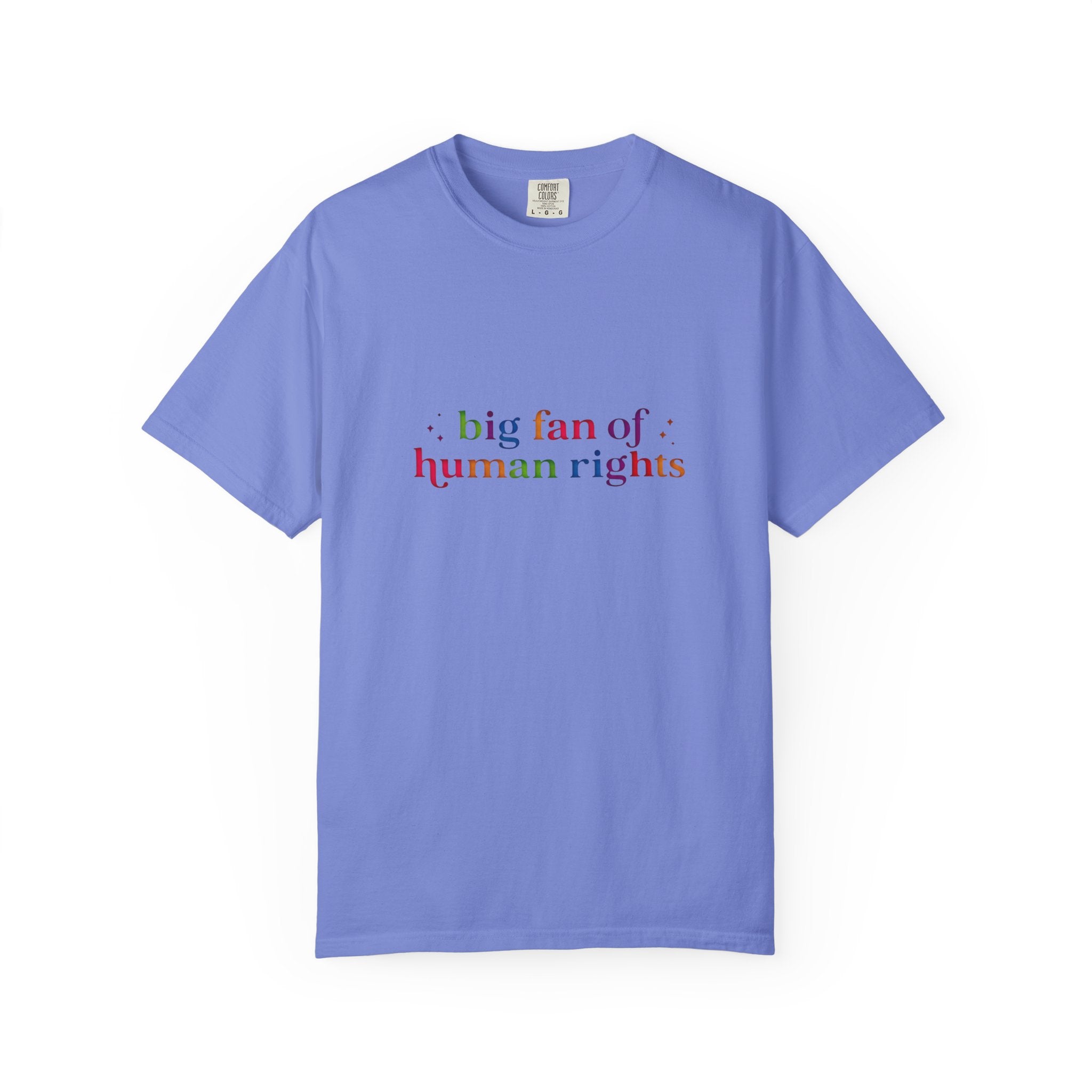 T-Shirt — "Big Fan of Human Rights" Graphic Tee (Equality & Activism Icons) - Creations by Chris and Carlos