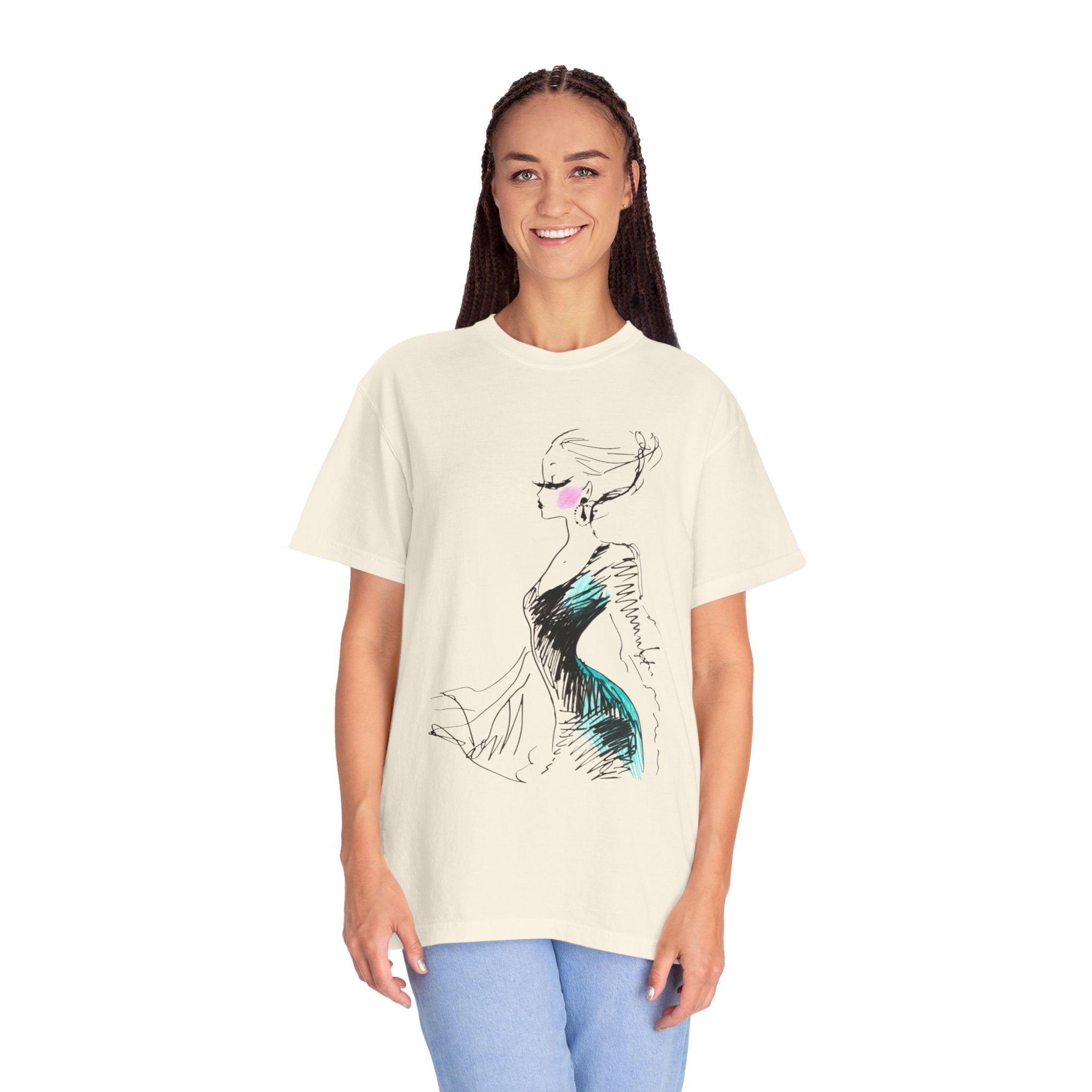Fashion Sketch T-Shirt – Hand-Drawn Dress Illustration Tee - Creations by Chris and Carlos