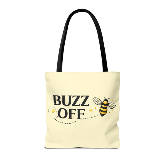 Buzz Off Bee Tote Bag – Cute Bee Graphic Canvas Shopping Tote - Creations by Chris and Carlos
