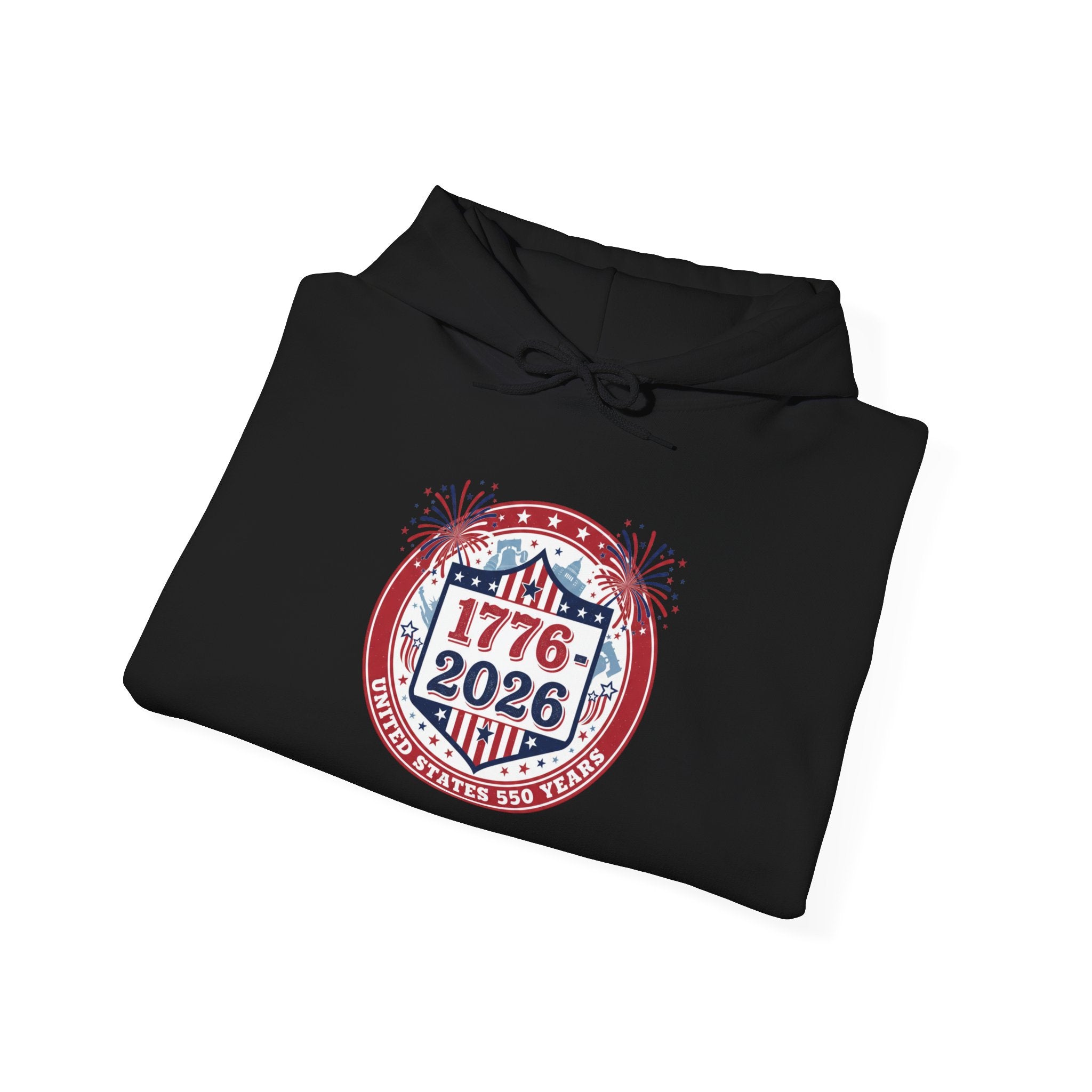 Hoodie - 1776–2026 Patriotic Anniversary Hoodie (Stars & Stripes Emblem) - Creations by Chris and Carlos