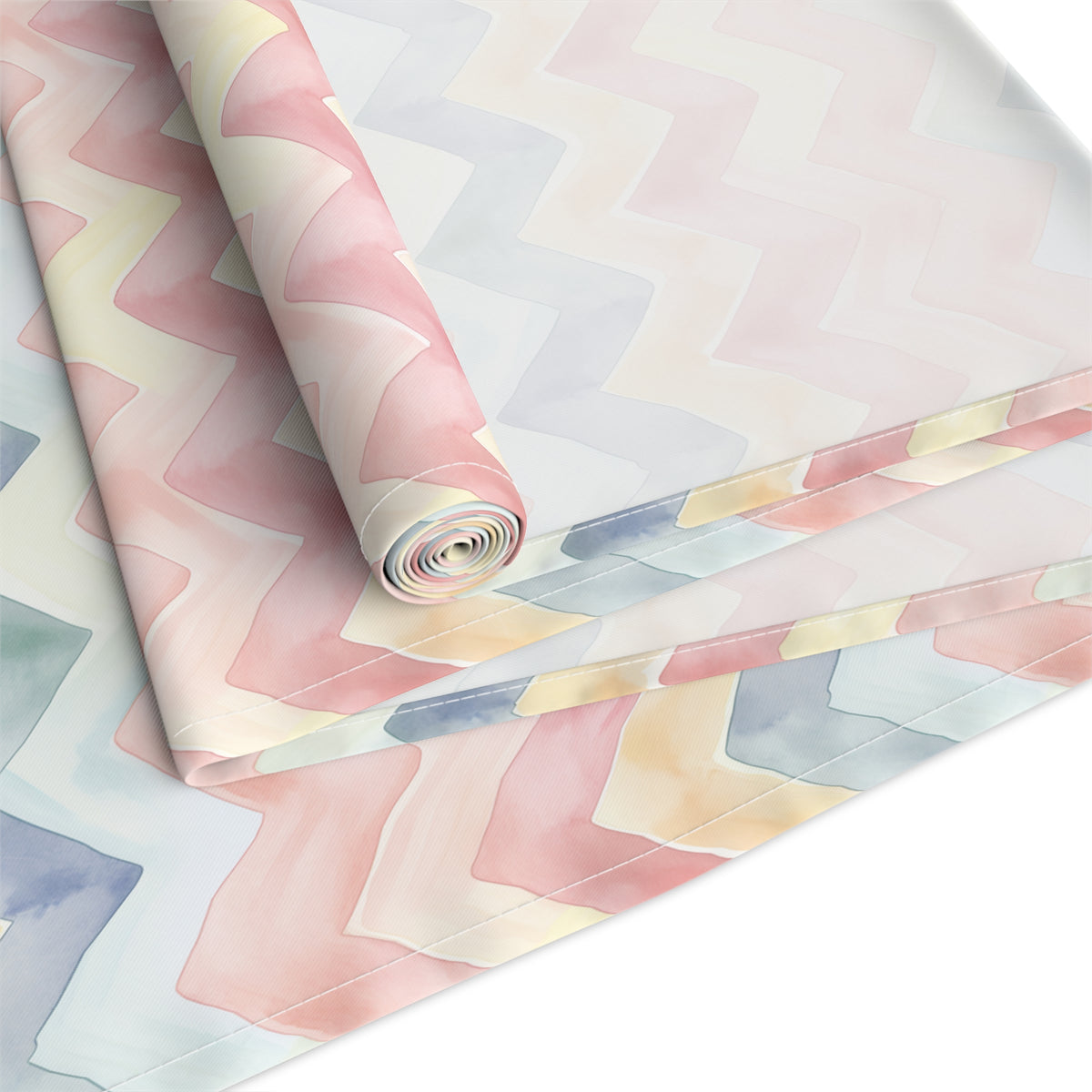Pastel Chevron Table Runner — Pink & Blue Zigzag Dining Decor - Creations by Chris and Carlos