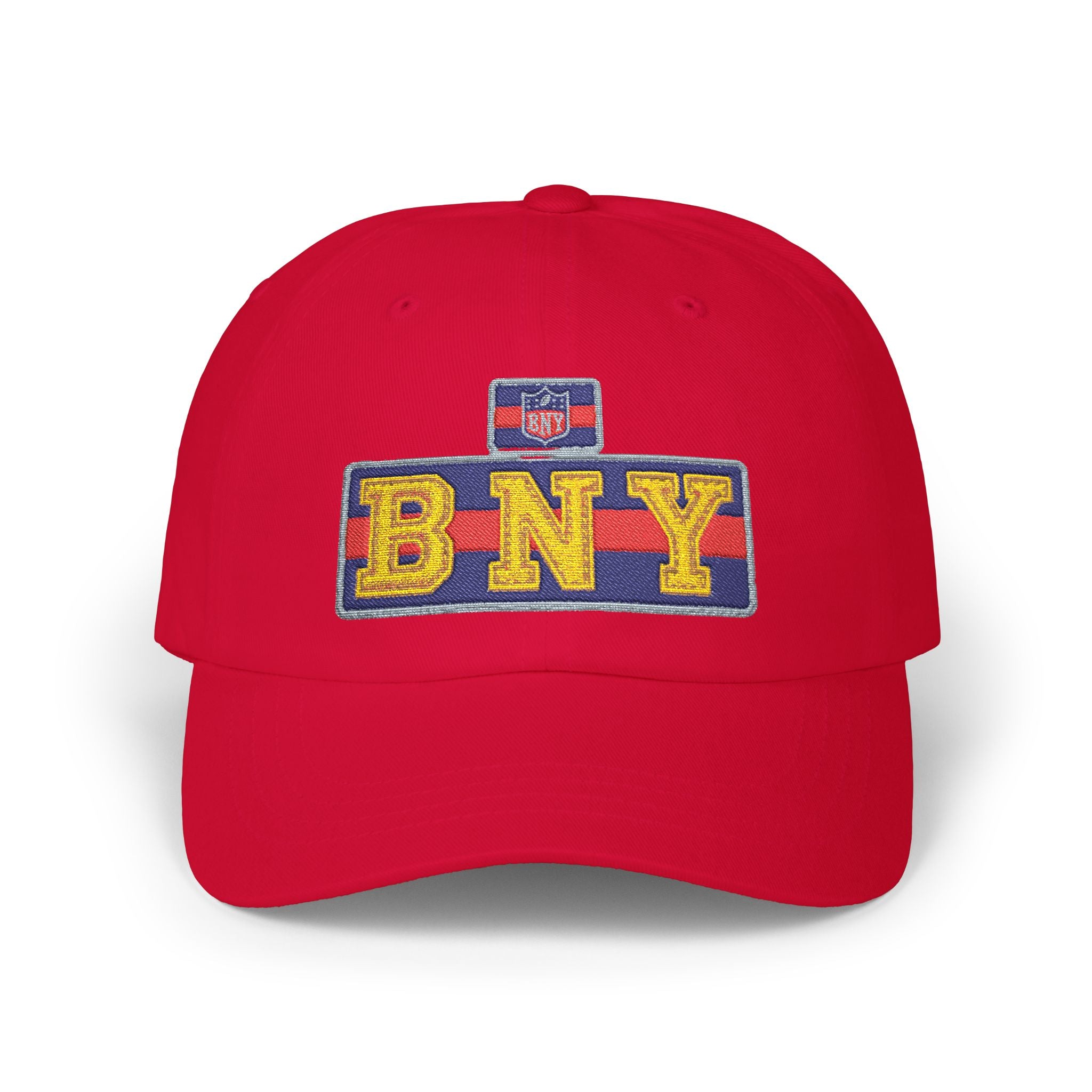 BNY Embroidered Dad Cap — Vintage Varsity Patch Baseball Hat - Creations by Chris and Carlos