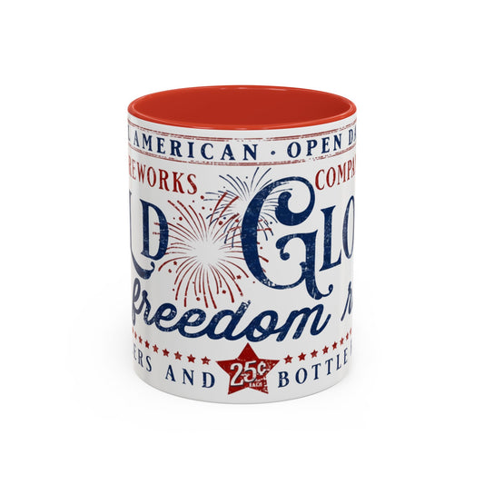 Patriotic 'Land of Glory' Accent Coffee Mug – Vintage 4th of July Americana Design - Creations by Chris and Carlos