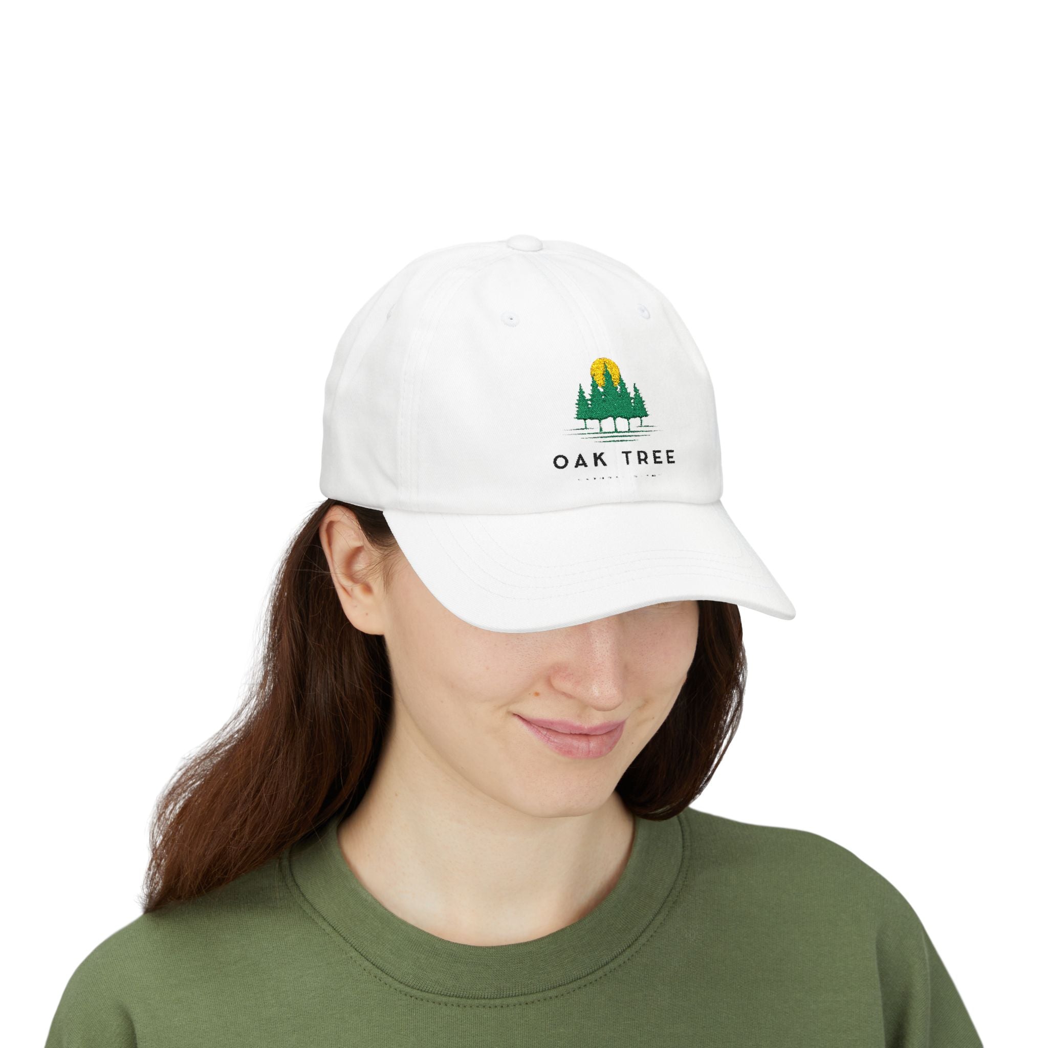 Oak Tree Dad Cap — Embroidered Forest Sunrise Baseball Hat - Creations by Chris and Carlos