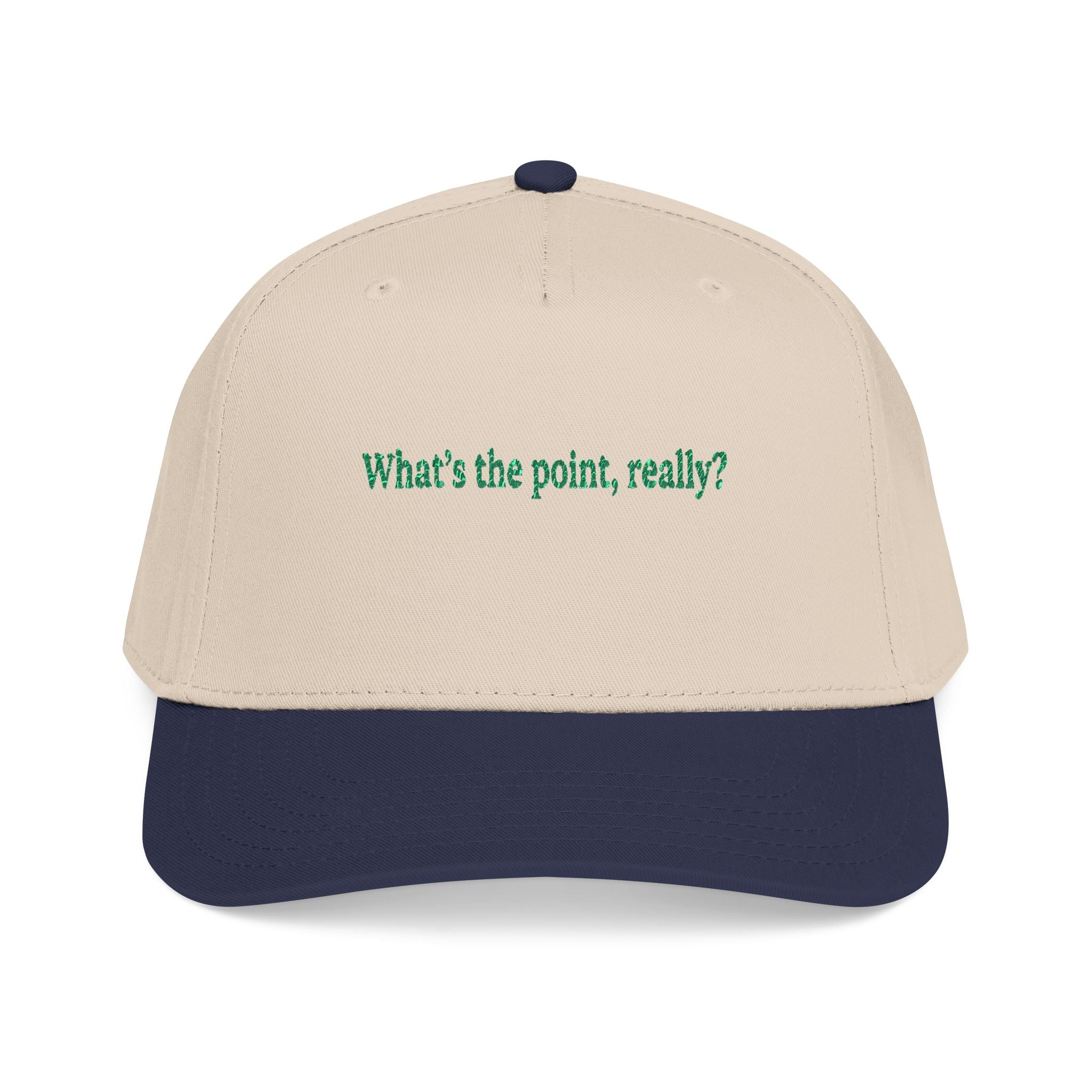 Embroidered 'What's the point, really?' Baseball Cap - Creations by Chris and Carlos