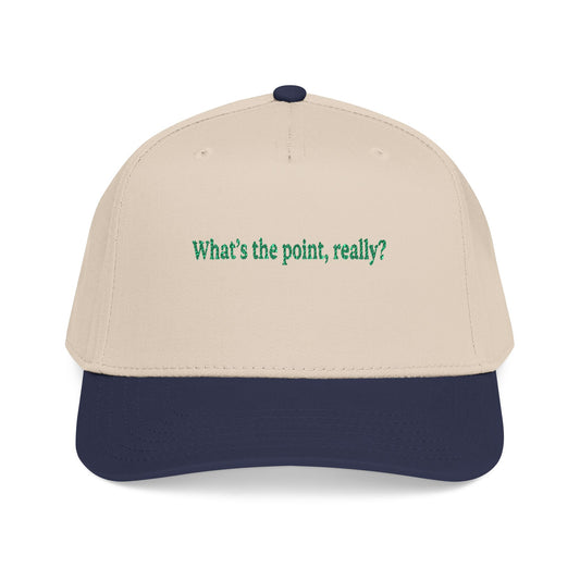 Embroidered 'What's the point, really?' Baseball Cap - Creations by Chris and Carlos