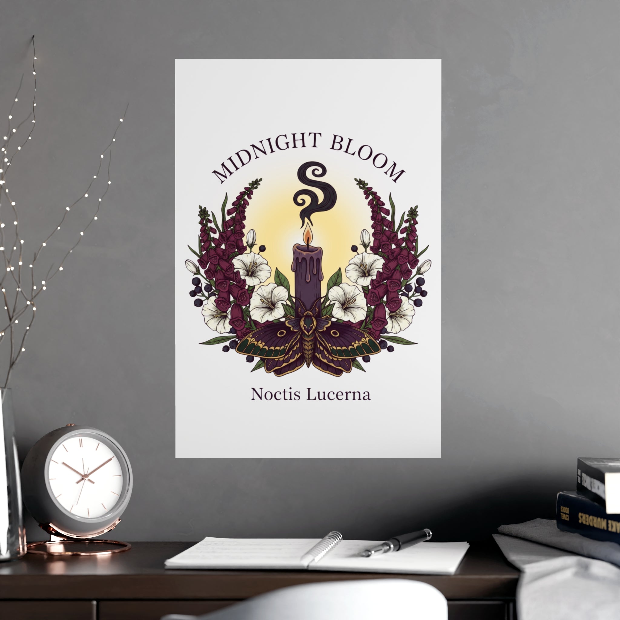 Midnight Bloom Poster — Botanical Candle Art Print (Noctis Lucerna) - Creations by Chris and Carlos