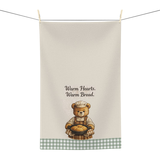 Old Soul Harvest™ Warm Hearts Warm Bread Bear Baker Tea Towel - Tea Towel from Old Soul Harvest Cozy Kitchen
