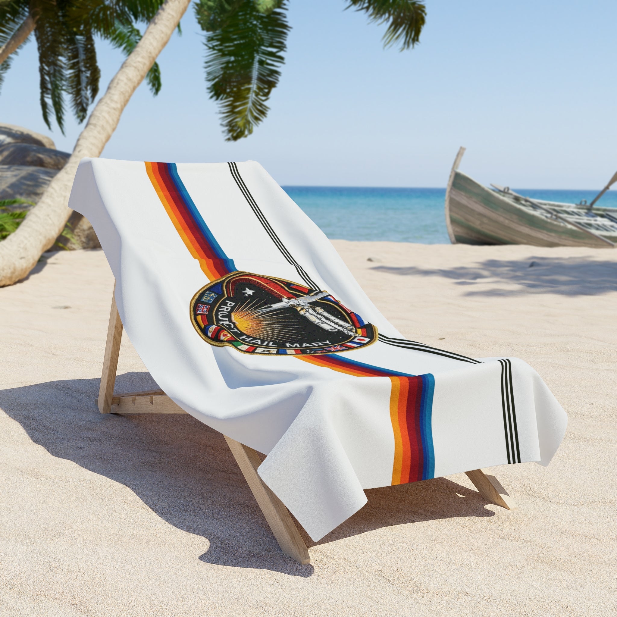 Project Hail Mary Retro Rocket Beach Towel – Vintage NASA Astronaut Stripe - Creations by Chris and Carlos