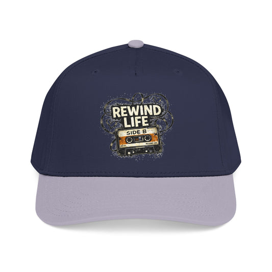 Rewind Life Cassette Cap — Retro Music Mid-Profile Baseball Hat - Creations by Chris and Carlos