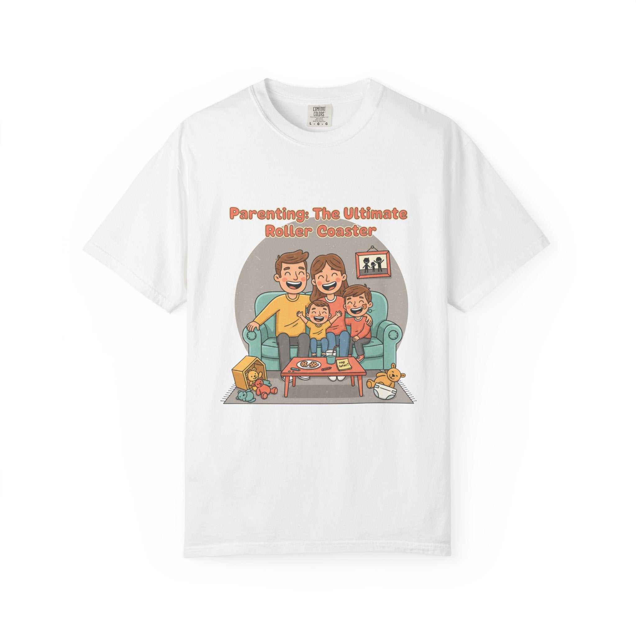 T-Shirt — "Parenting: The Ultimate Roller Coaster" Funny Retro Graphic Tee - Creations by Chris and Carlos