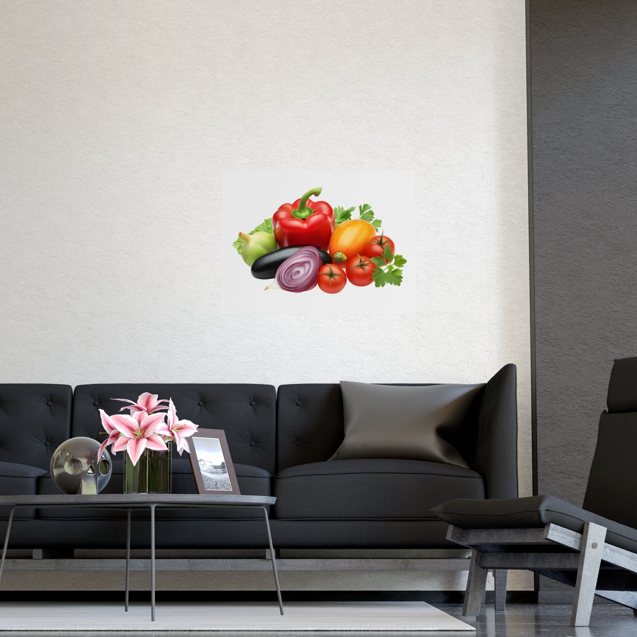 Fresh Veggie Kitchen Poster — Colorful Bell Pepper & Tomato Matte Print - Creations by Chris and Carlos