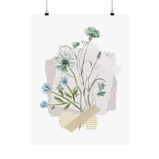 Briarwood Garden Botanical Collage Matte Poster — Vintage Wildflower Art Print (Vertical) - Creations by Chris and Carlos