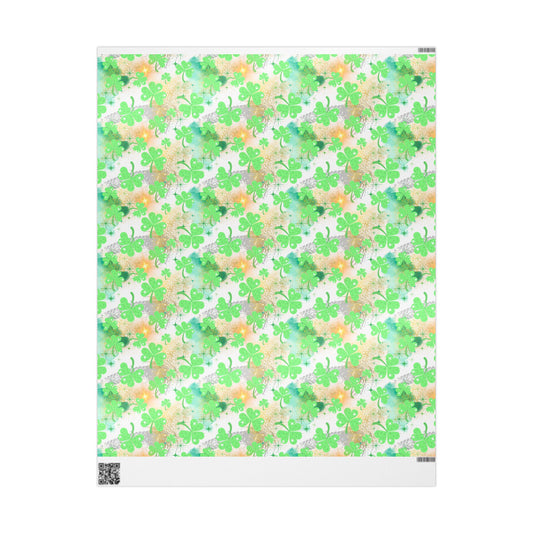 St. Patrick’s Day Shamrock Wrapping Paper Roll — Green Clover Gift Wrap - Creations by Chris and Carlos