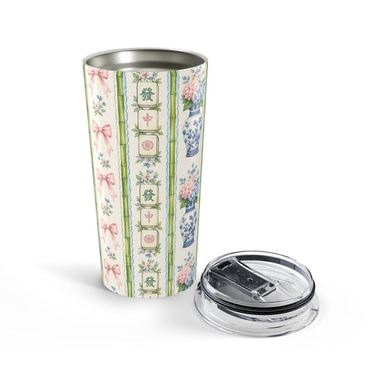 20oz Floral Chinoiserie Stainless Tumbler – Bamboo & Porcelain Pattern - Creations by Chris and Carlos
