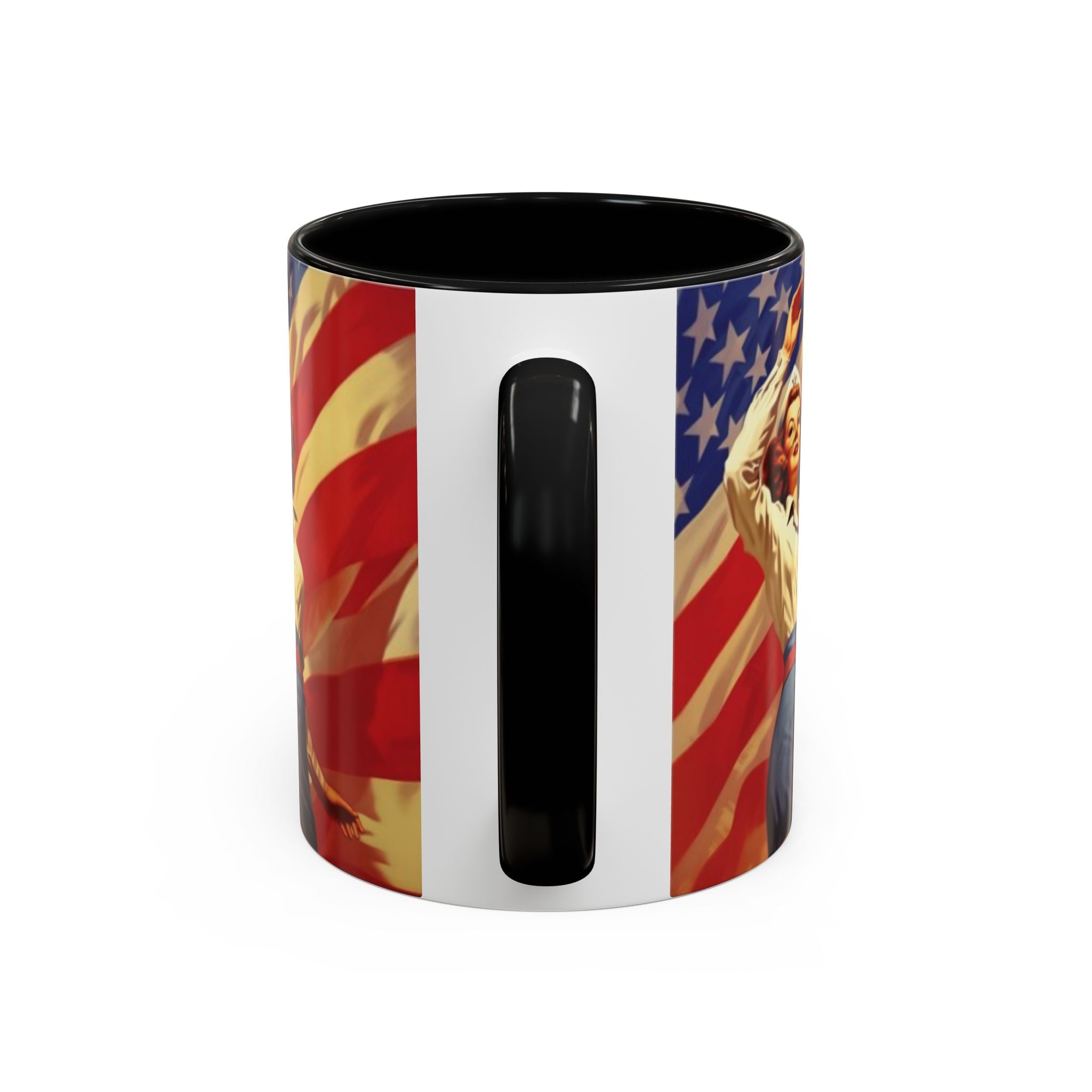 Patriotic Pin-Up Coffee Mug — Vintage American Flag Accent (11/15 oz) - Creations by Chris and Carlos