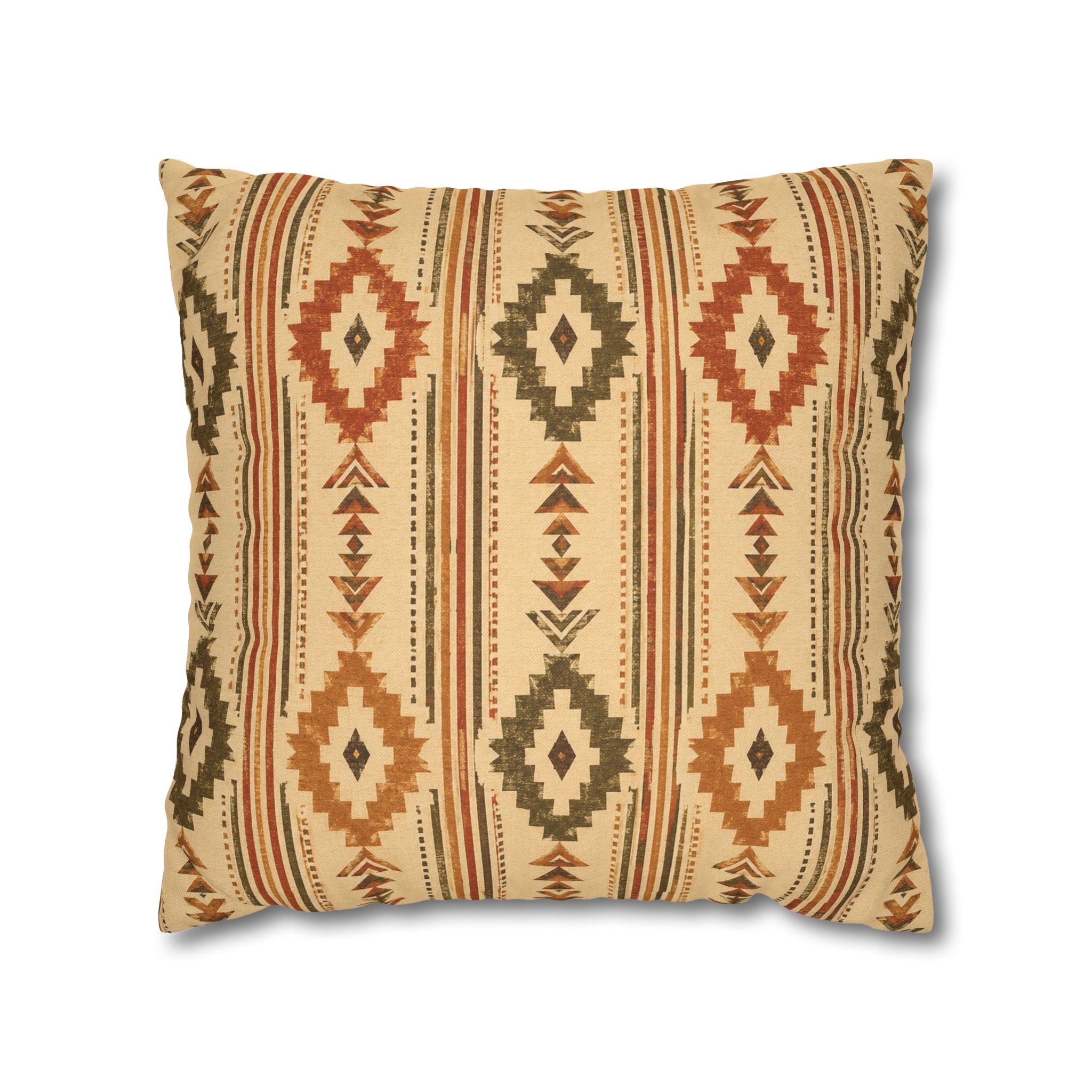 Southwestern Geometric Throw Pillowcase — Aztec Diamond Pattern - Creations by Chris and Carlos