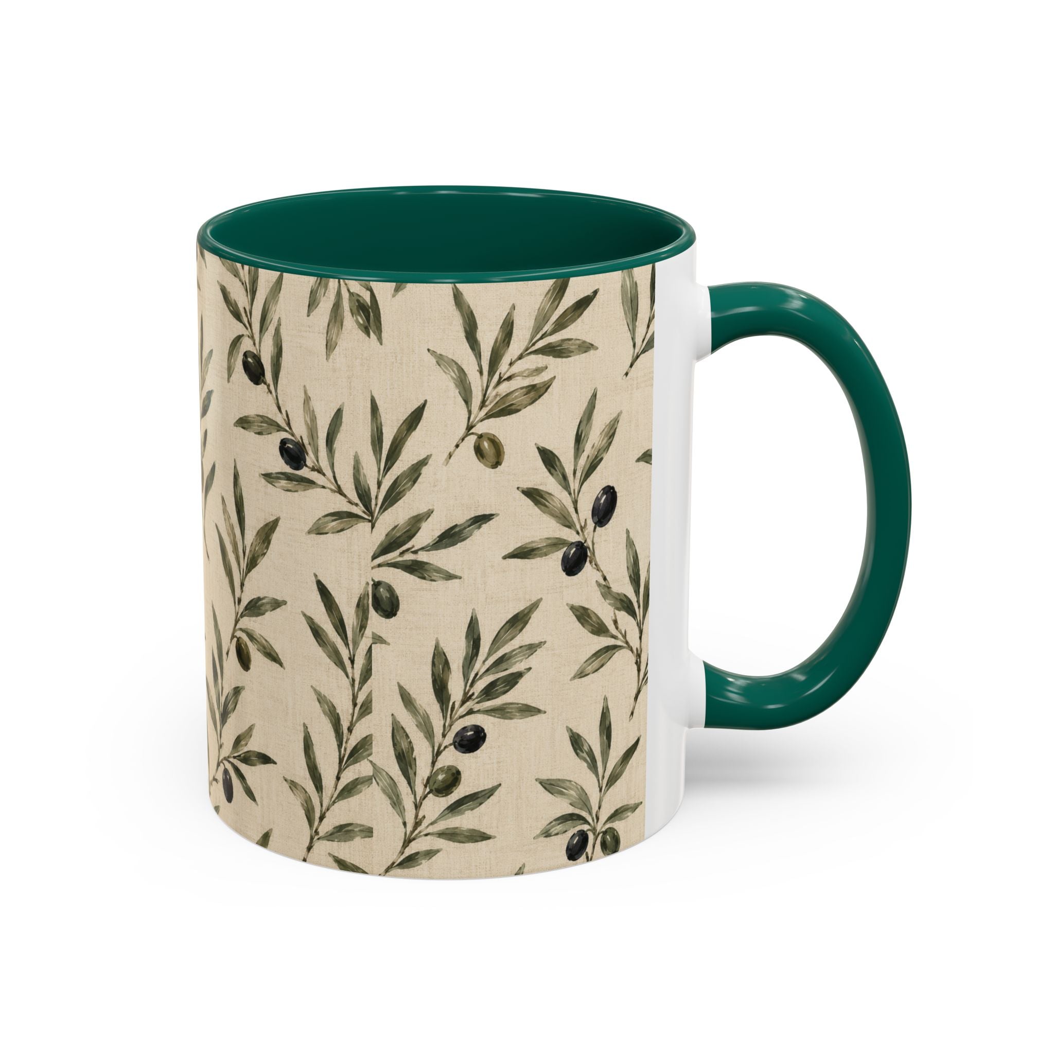 Olive Branch Pattern Ceramic Mug (11oz, 15oz) - Creations by Chris and Carlos
