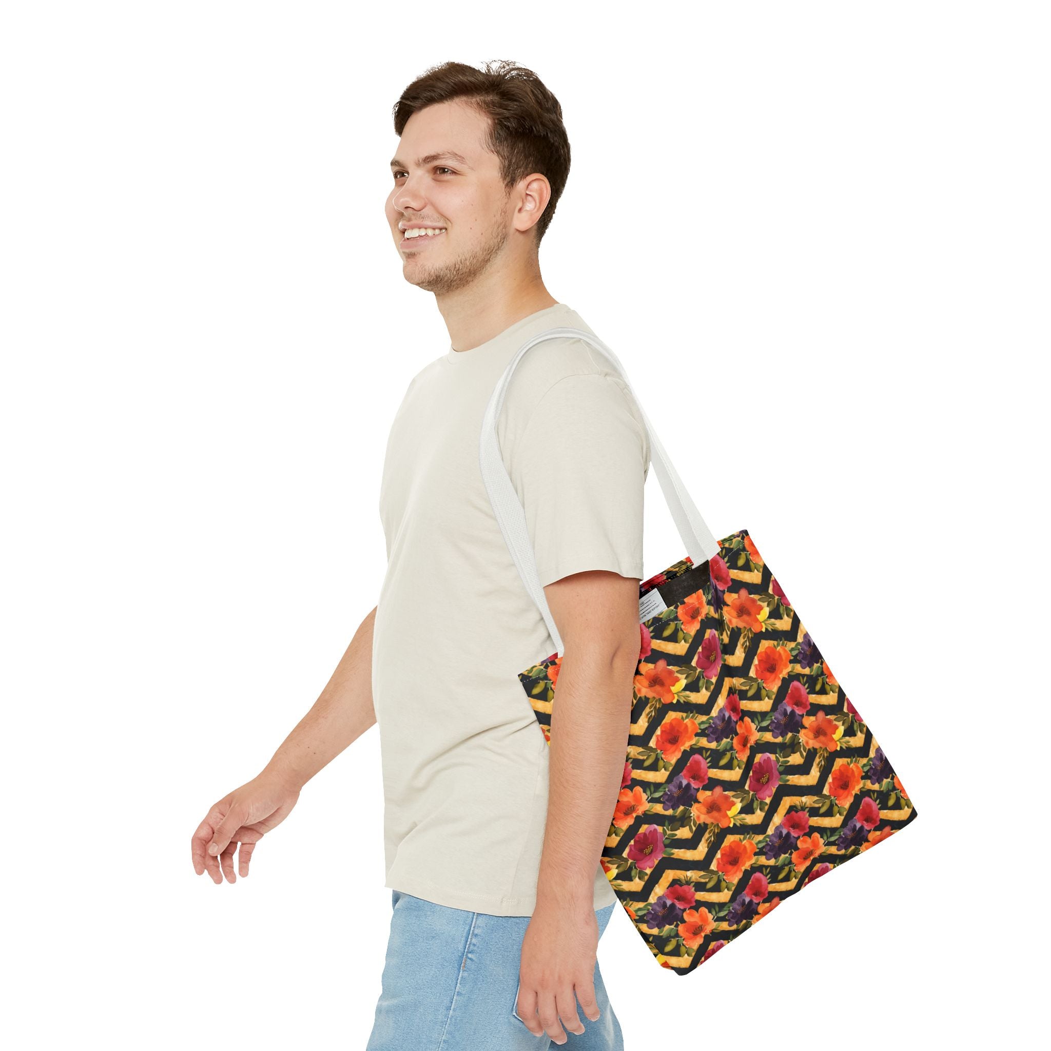 Sol y Alegría (Sun and Joy) Collection- Cactus Succulent Pattern Microfiber Blanket Soft Velveteen Throw for Home & Garden Lovers Floral Chevron Tote Bag — Bright Orange & Pink All-Over-Print Beach Shopper - Creations by Chris and Carlos