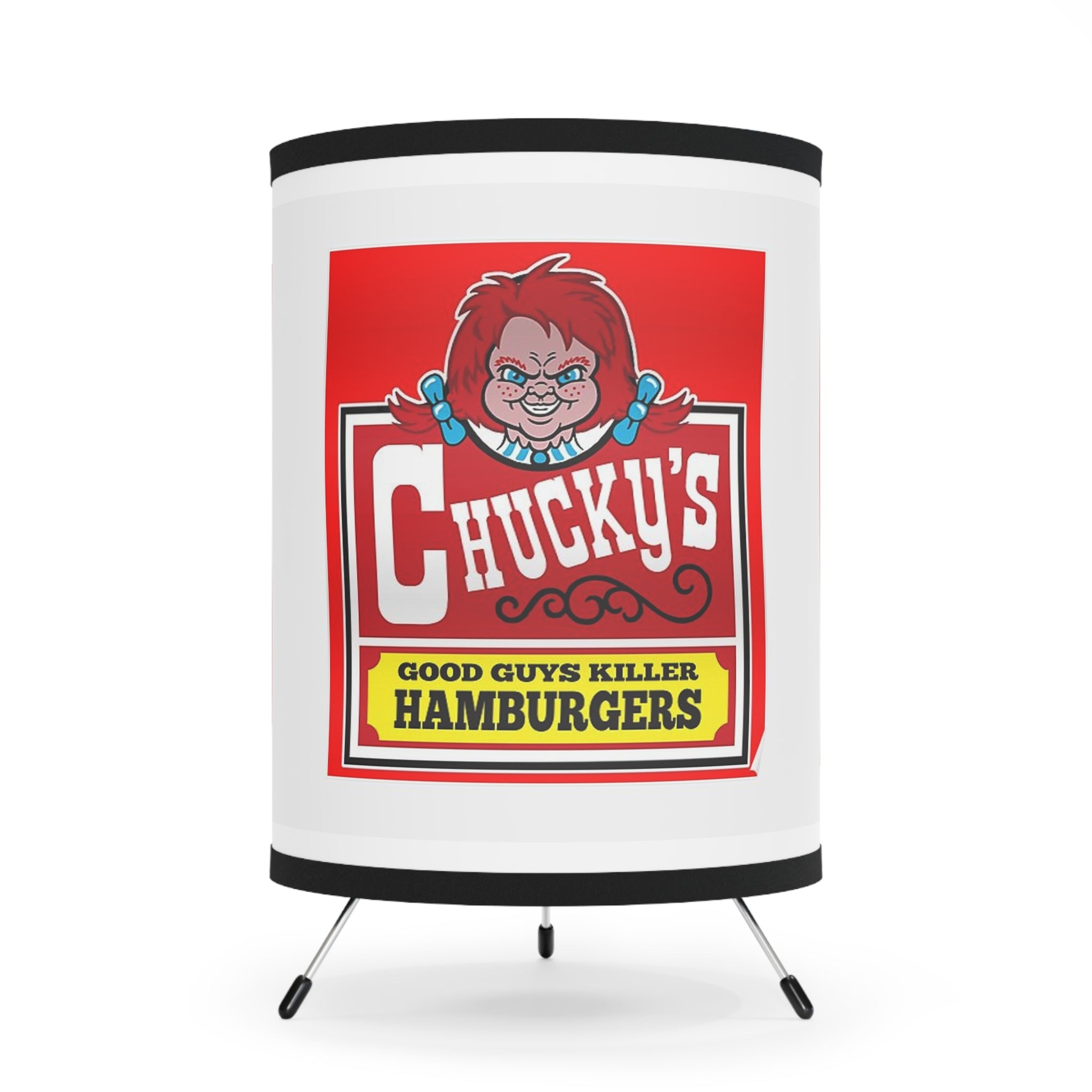 Chuckys Hamburgersr- Tripod Lamp with High-Res Printed Shade, US\CA plug - Creations by Chris and Carlos