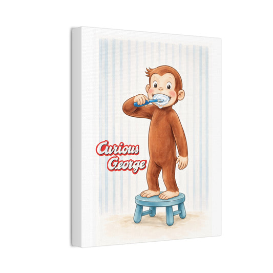 Curious George Canvas Wall Art - Kids Nursery Brushing Teeth Print - Creations by Chris and Carlos