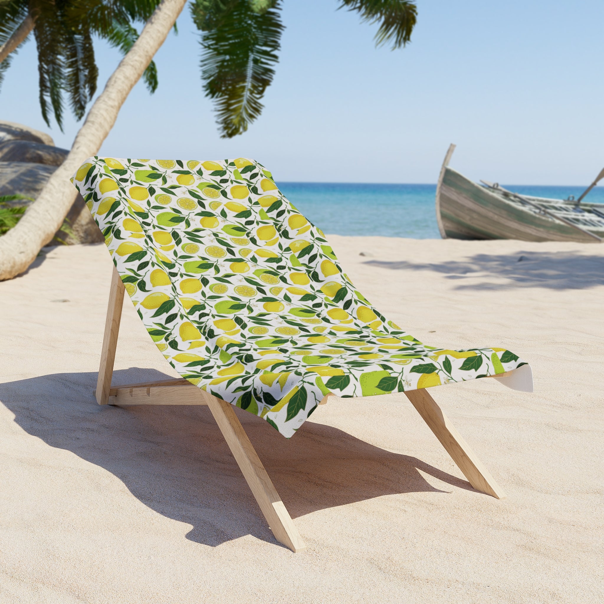 Lemon Grove Beach Towel — Bright Citrus Pattern Beach Towel - Creations by Chris and Carlos