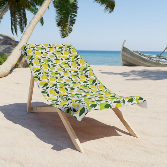 Lemon Grove Beach Towel — Bright Citrus Pattern Beach Towel - Creations by Chris and Carlos