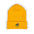 Embroidered Smiley Beanie — Cozy Winter Cuffed Hat with Knit Pom Design