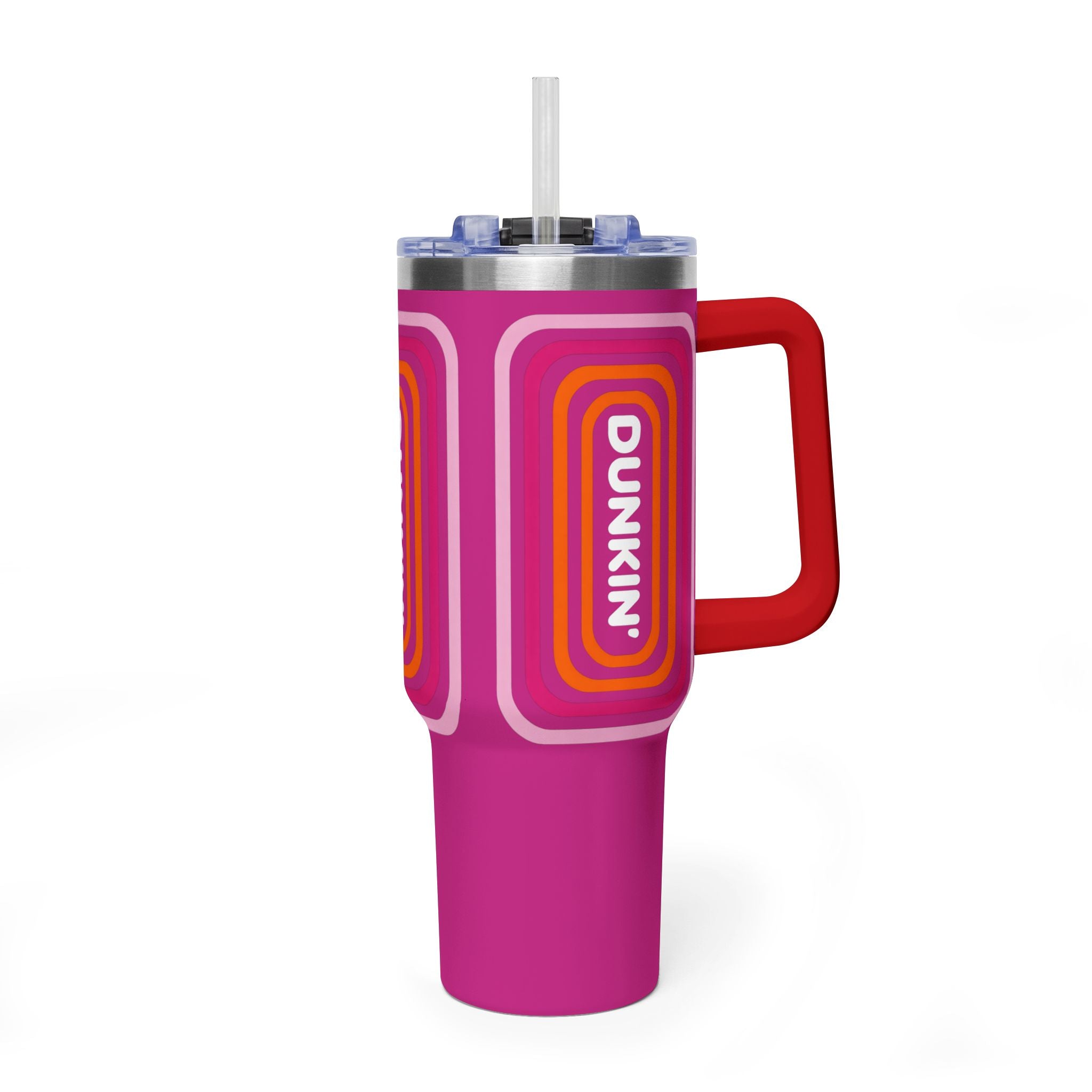 40oz Pink Retro Coffee Tumbler with 'Dunkin' Logo - Creations by Chris and Carlos