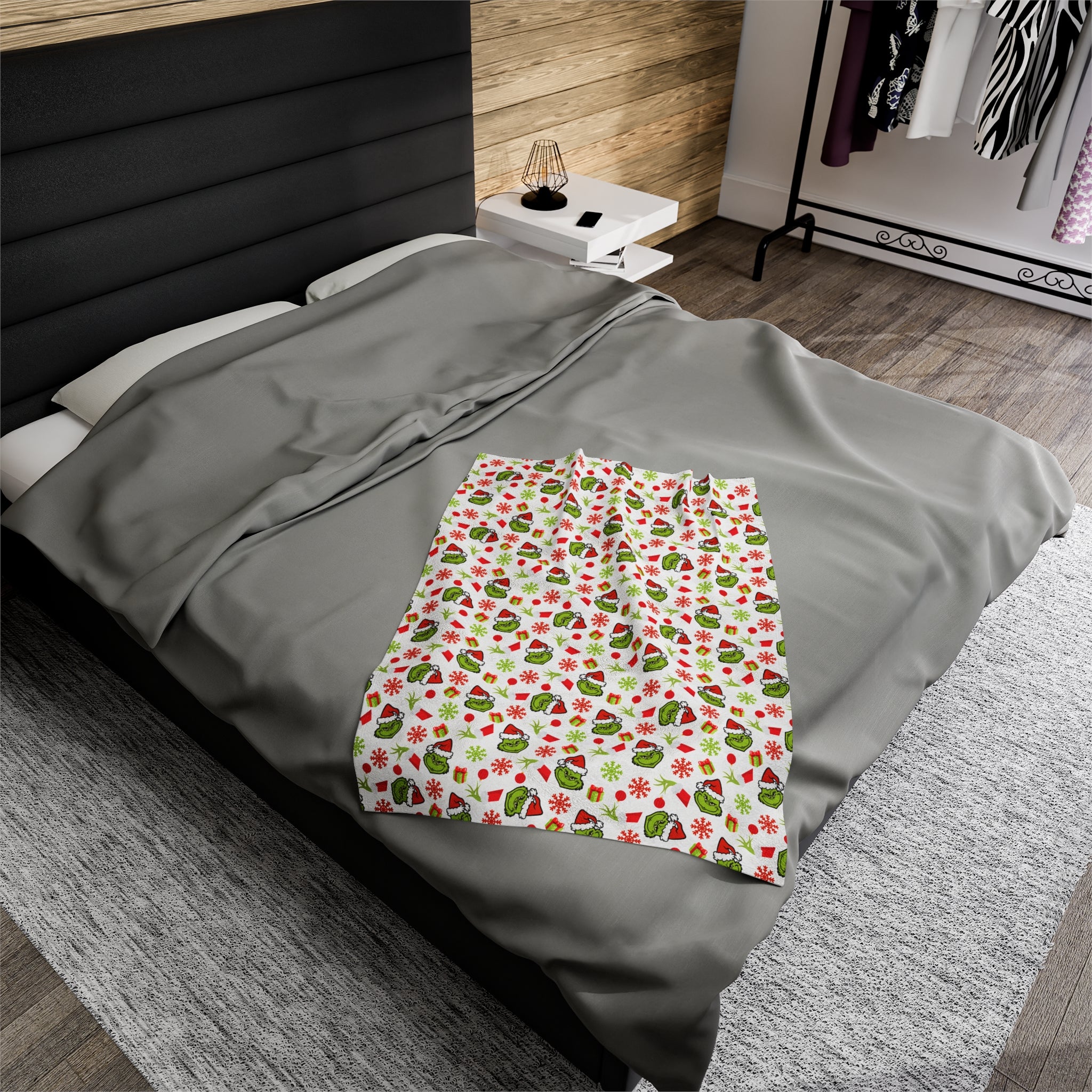 The Grinch- Velveteen Plush Blanket by CuddleLux Bliss - Creations by Chris and Carlos