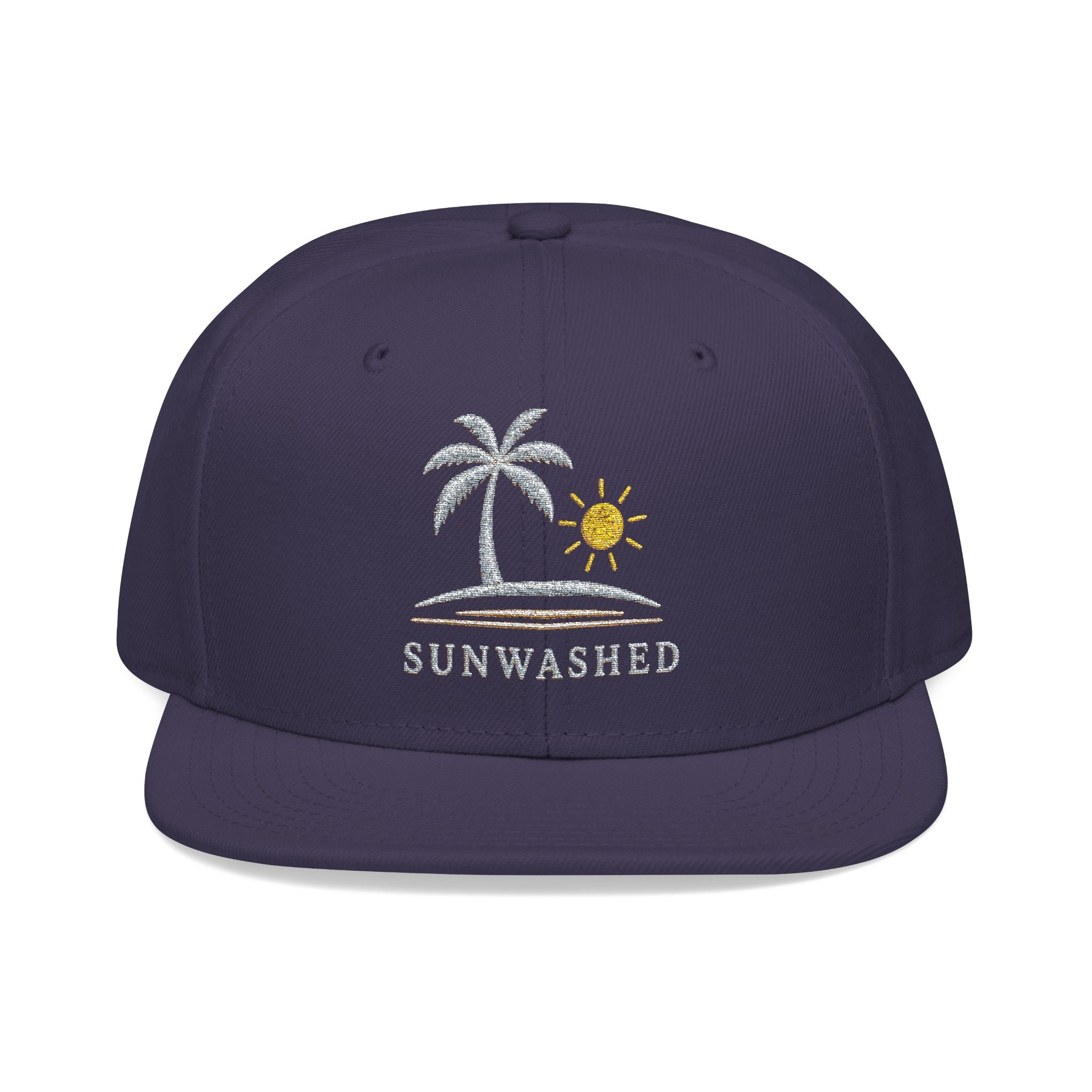 Crashed Palm Tree Snapback Hat — Embroidered Beach Sun Cap - Creations by Chris and Carlos
