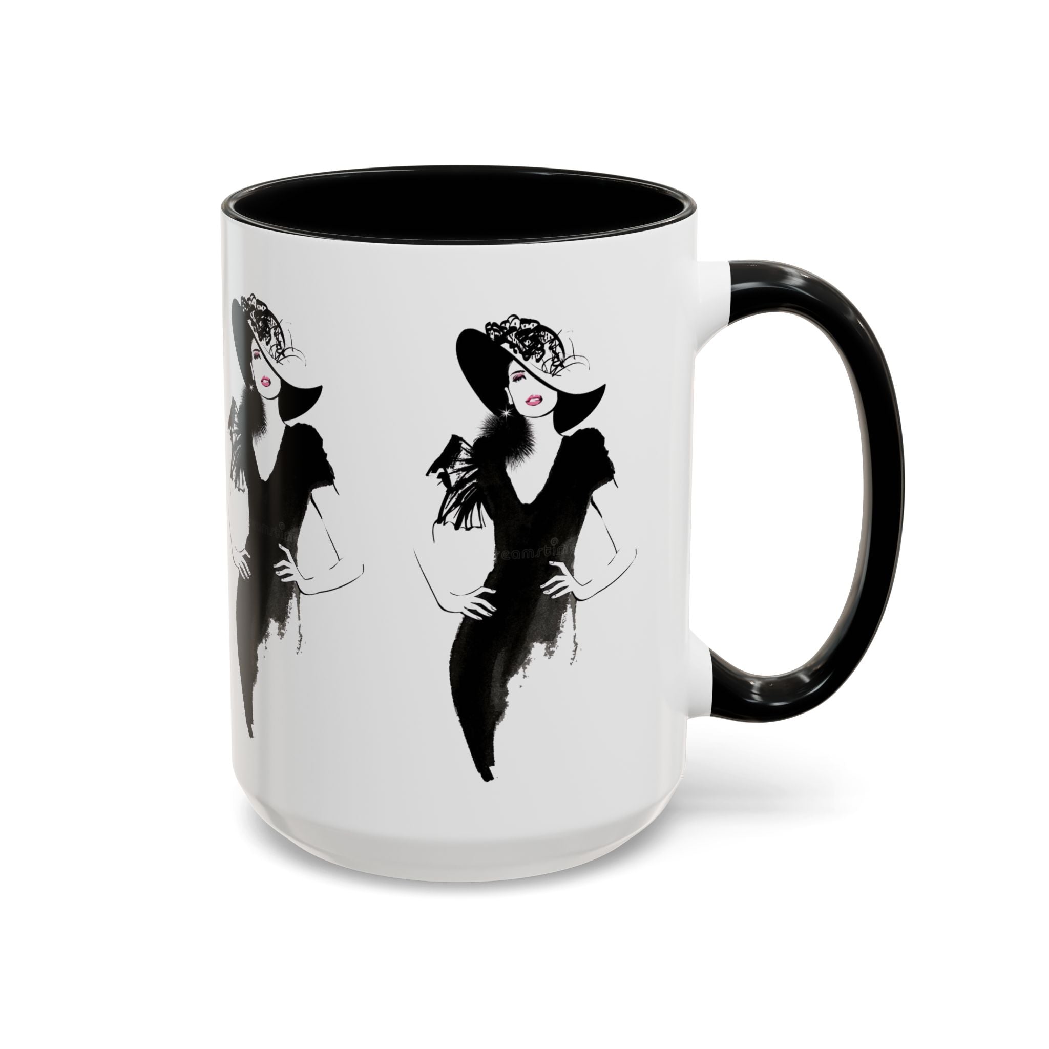 Elegant Lady Fashion Coffee Mug – Vintage Chic Black & White Accent - Creations by Chris and Carlos