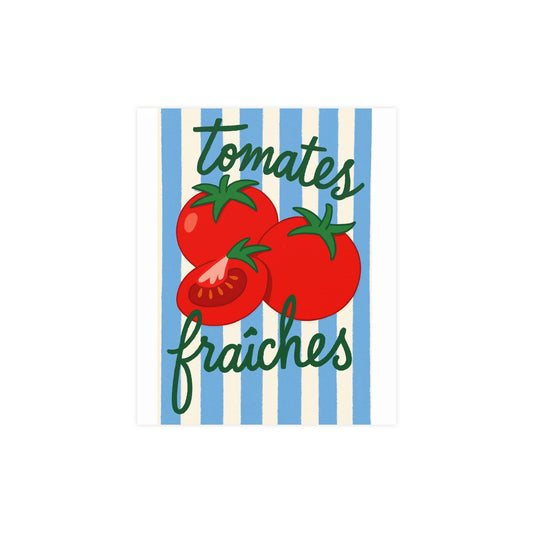 Tomates Fraîches Kitchen Poster — Vintage Stripe Tomato Art Print - Creations by Chris and Carlos
